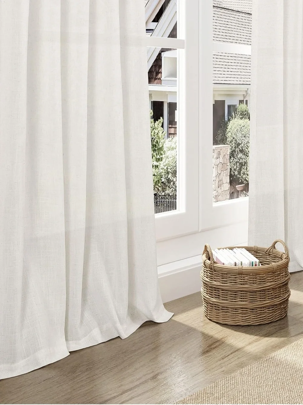 Cream linen curtains 52”x102” 2 panels